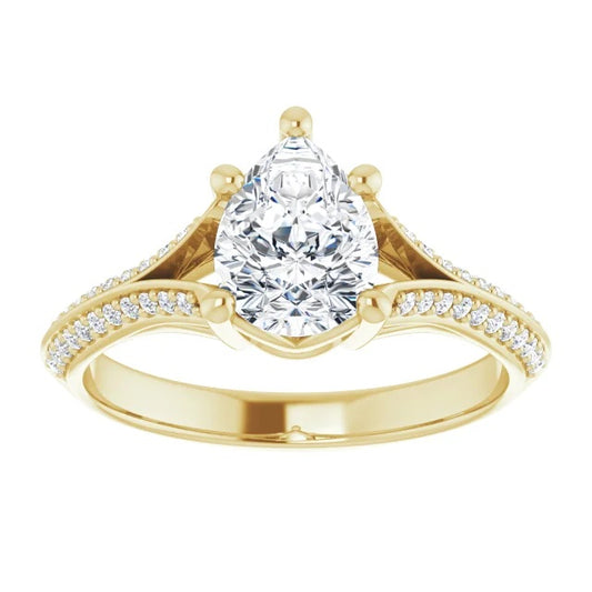 14K Yellow Gold Pear-Shaped Diamond Ring