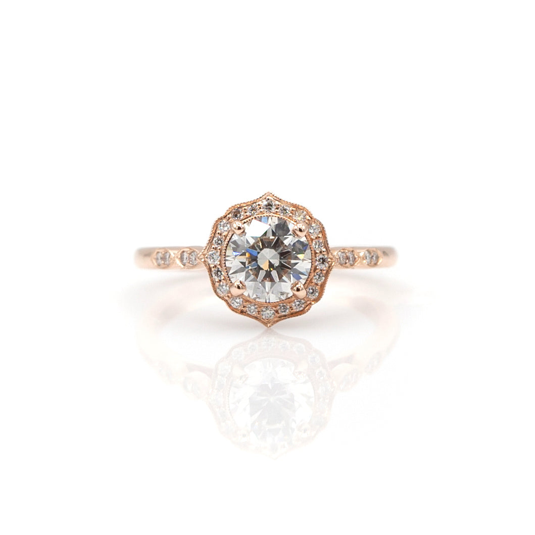 14K Rose Gold Diamond Halo Ring