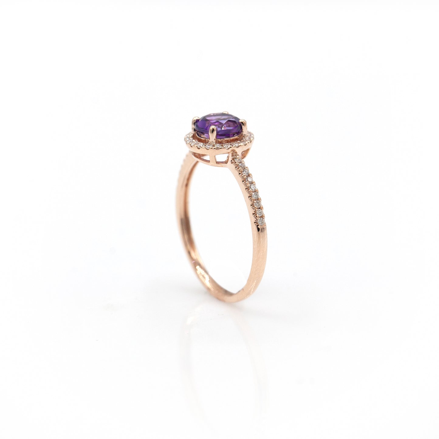 14K Rose Gold Amethyst & Diamond Ring