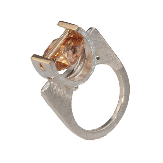 Mysterium Collection Sterling/ 14k Champagne Cubic Zirconia Ring