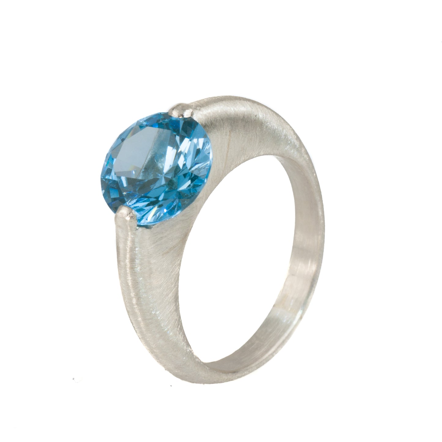 Mysterium Collection Textured Swiss Blue Synthetic Spinel Ring