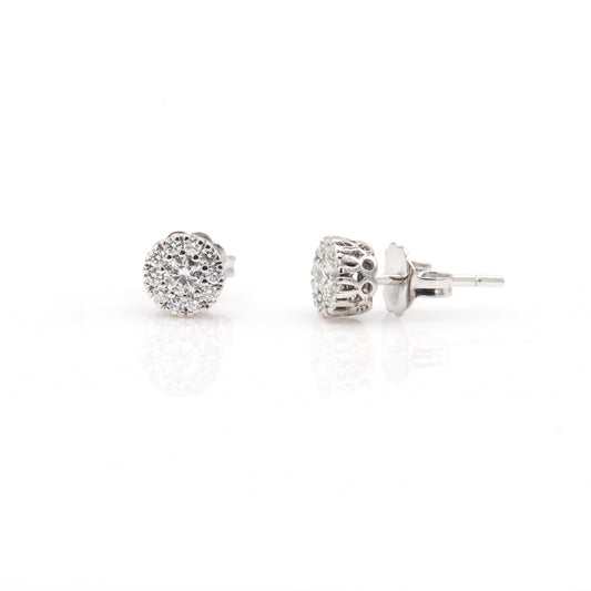 14K White Gold Diamond Stud Earrings