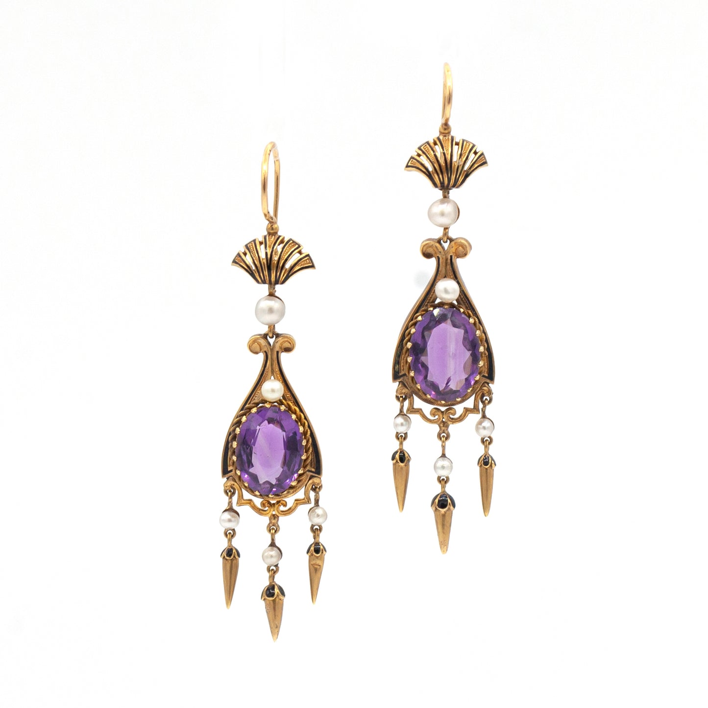 Estate Collection Victorian Amethyst & Pearl Earrings