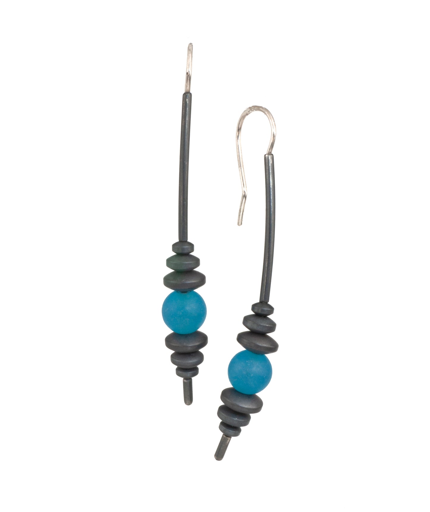 Mysterium Collection Hematite and Blue Jadeite Earrings