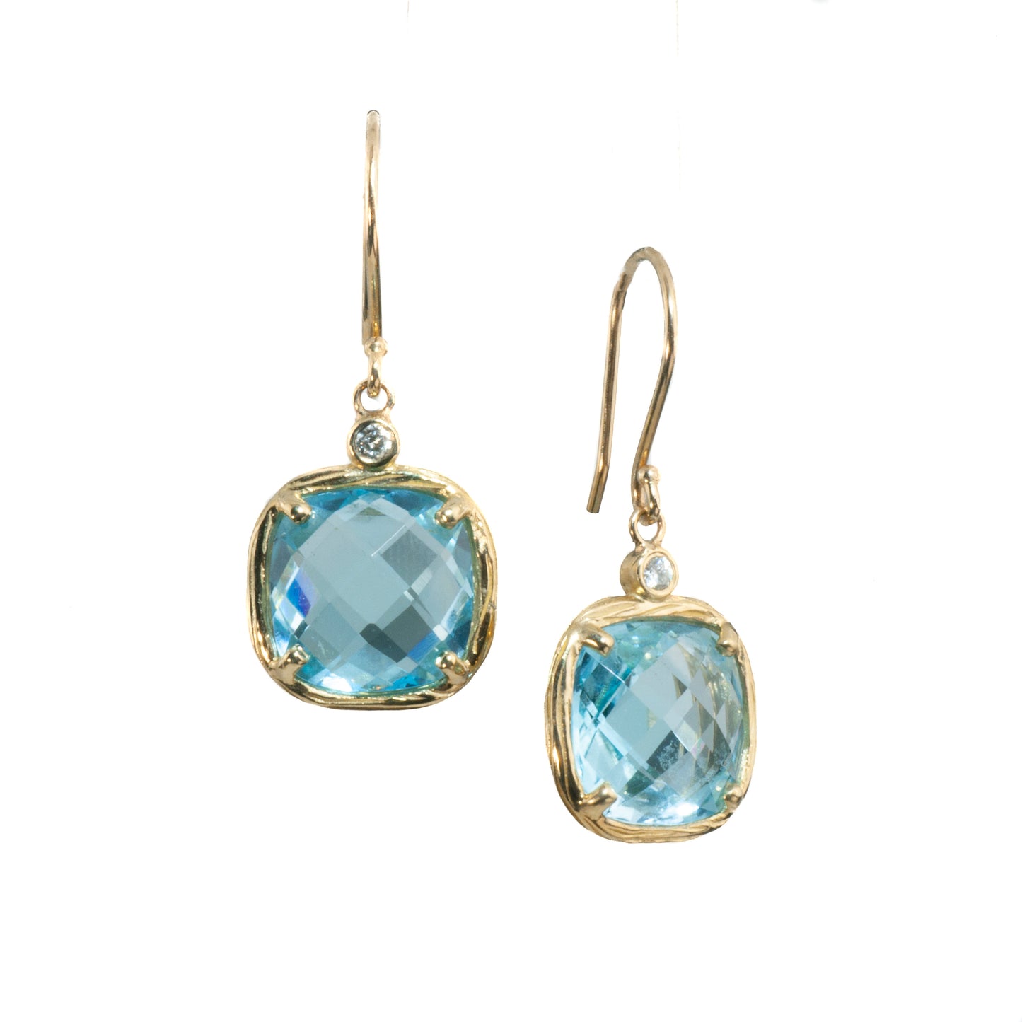 Riverbend Collection Yellow Gold Blue Topaz Earrings