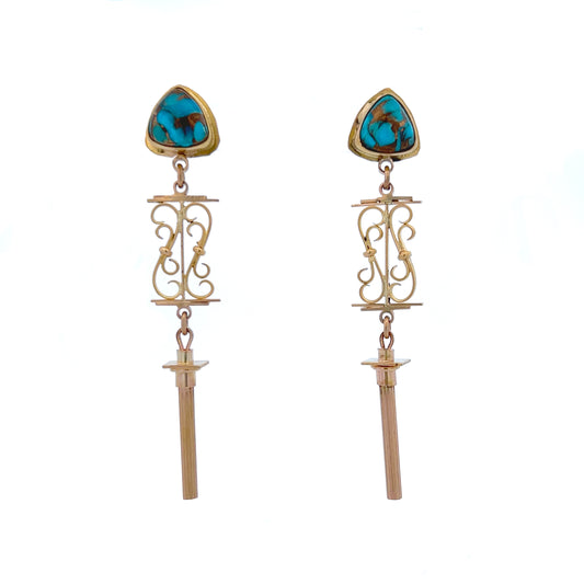 James Carter Yellow Gold & Turquoise Earrings