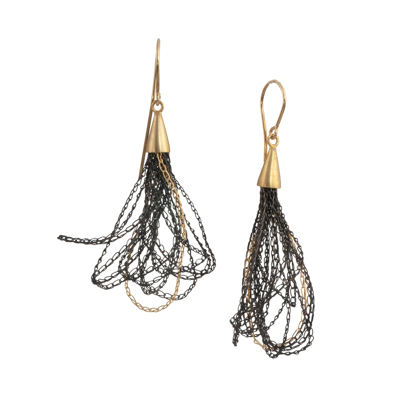 Mysterium Collection Black and Gold Multi-Strand Crochet Earrings