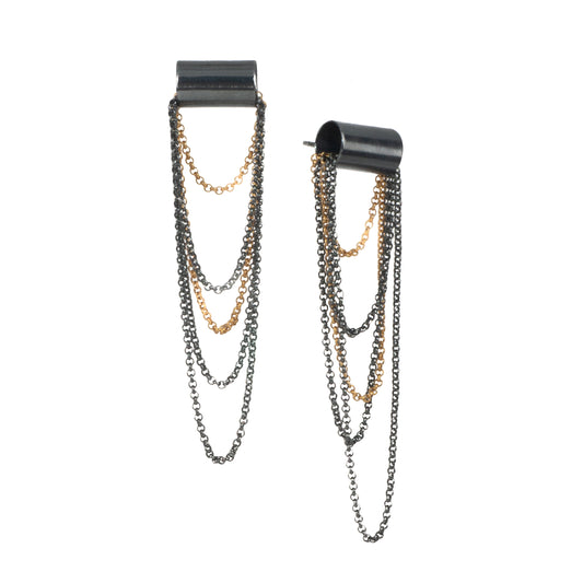Mysterium Collection Black and Gold Chain Earrings (Med)