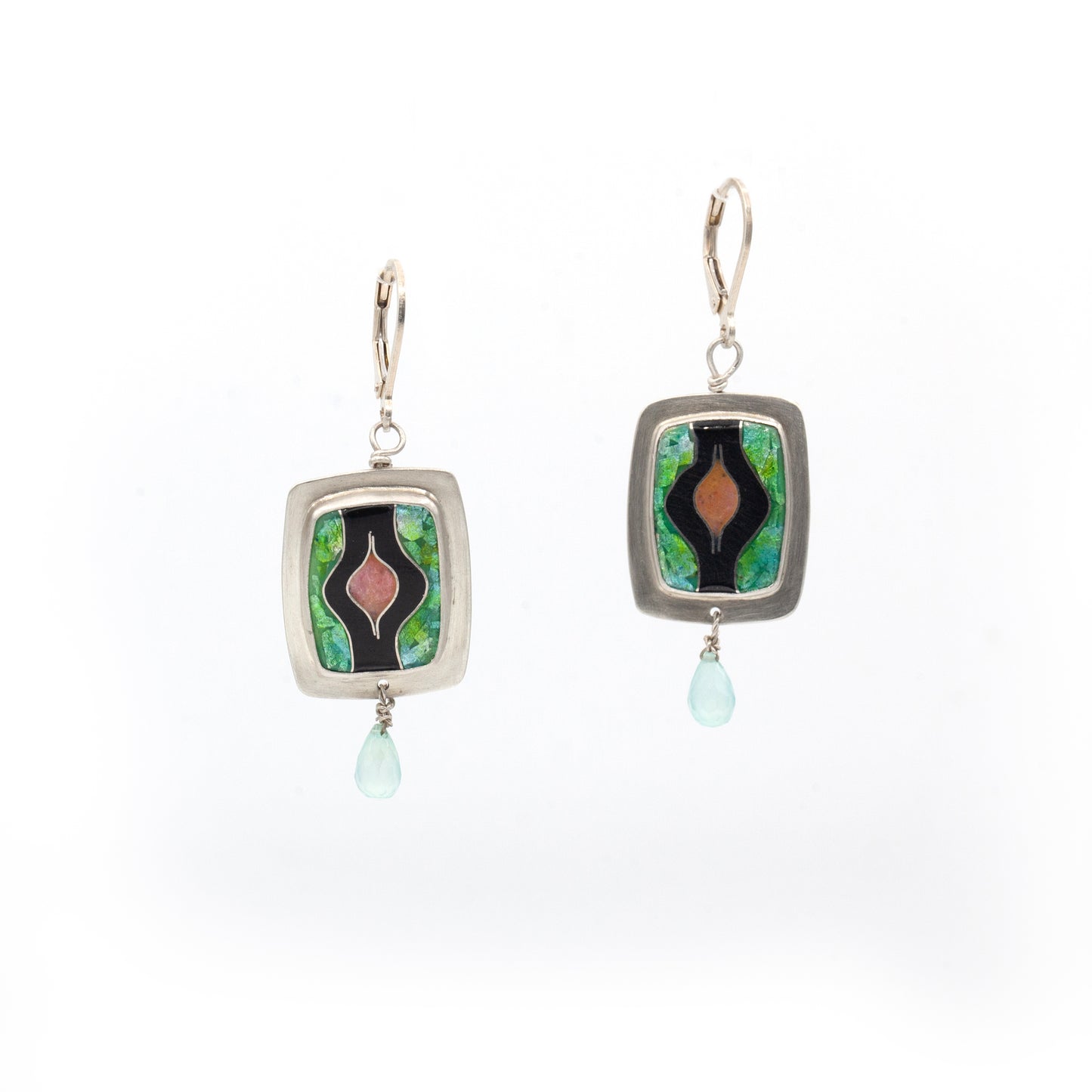 Vitrice McMurry Sterling Silver Cloisonne Earrings with Chalcedony
