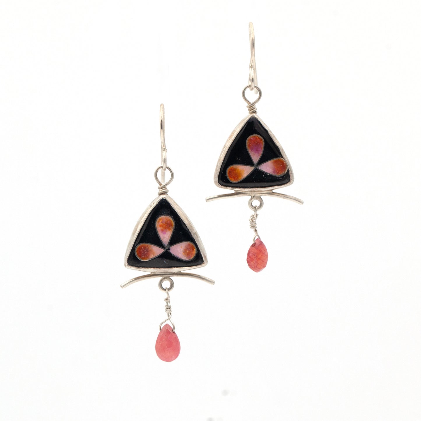 Vitrice McMurry Sterling Silver Cloisonne Earrings with Ruby