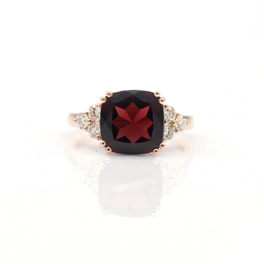 14K Rose Gold Garnet & Diamond Ring
