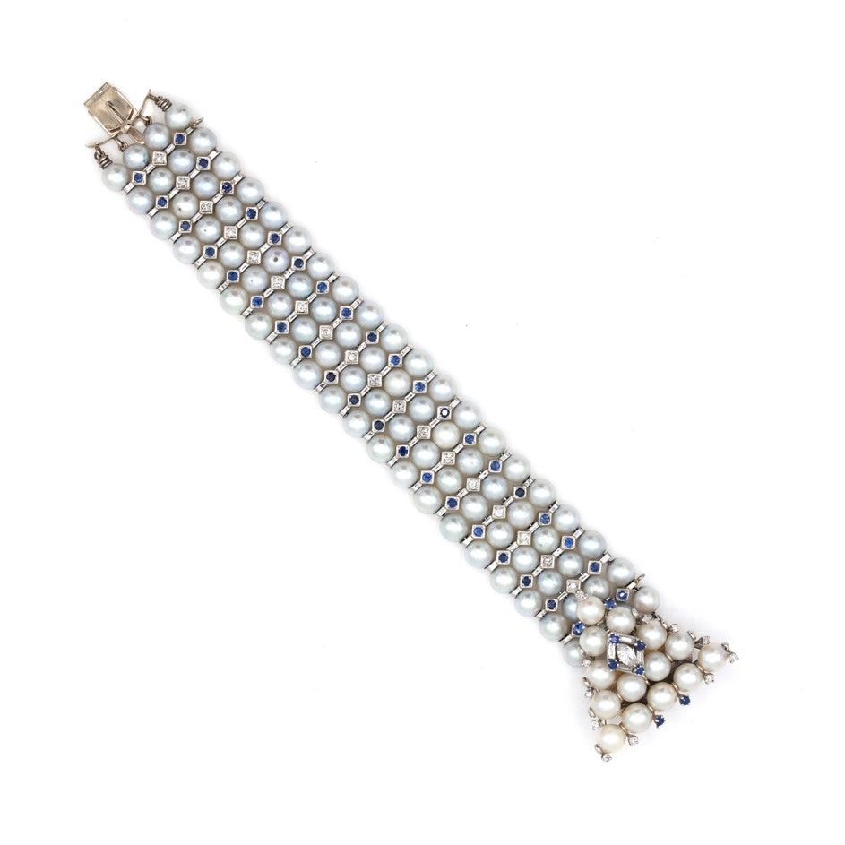 Estate Collection Diamond, Sapphire & Pearl Bracelet