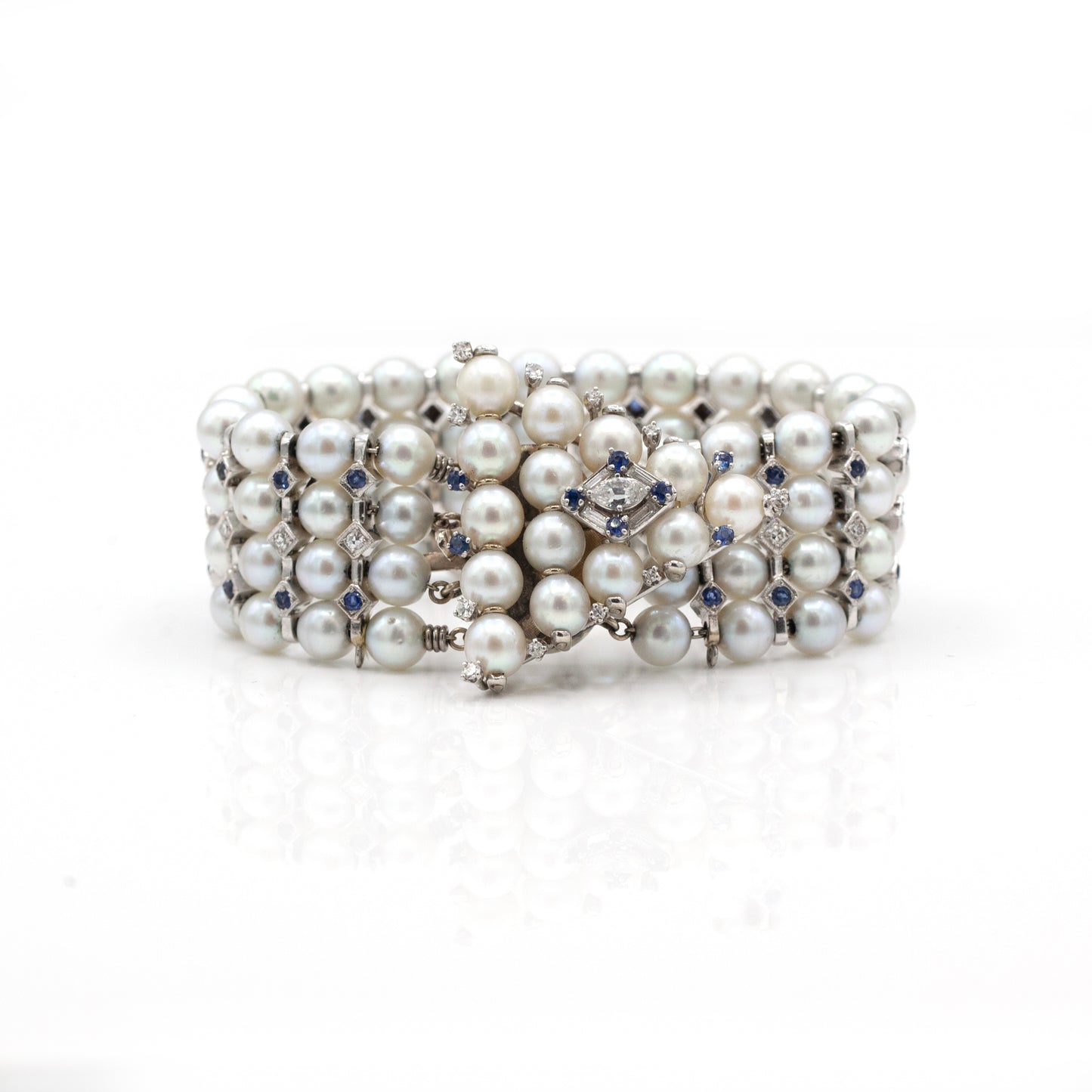 Estate Collection Diamond, Sapphire & Pearl Bracelet