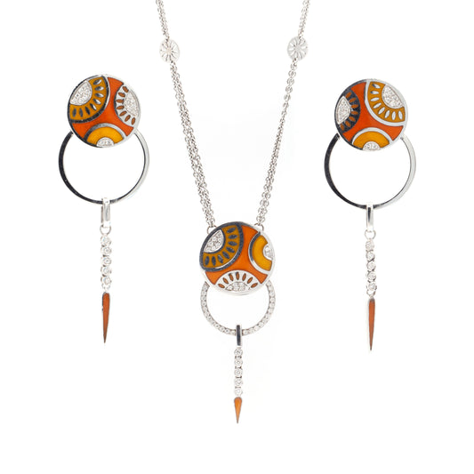 Estate Collection Nouvelle Bague Enamelled Necklace & Earring Set