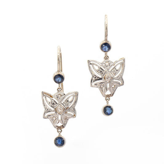 Estate Collection Art Deco Diamond & Sapphire Earrings