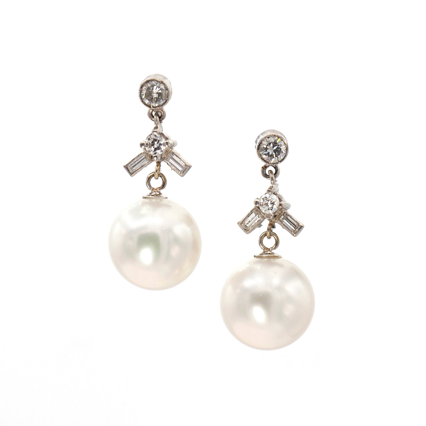 Estate Collection Tahitian Pearl & Diamond Earrings