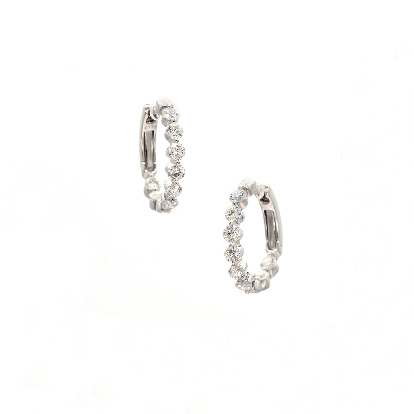14K 1.5ct Diamond Round In & Out Hoop Earrings