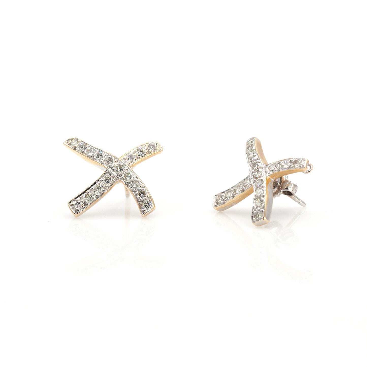 18K Gold Diamond X Earrings