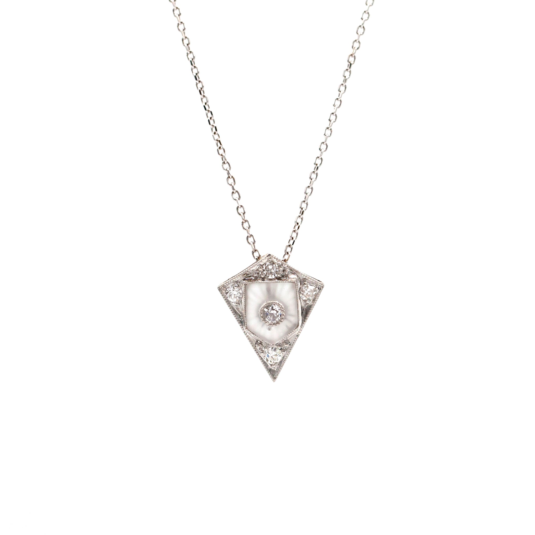 An Art Deco Camphor Glass Necklace And Diamond Bracelet