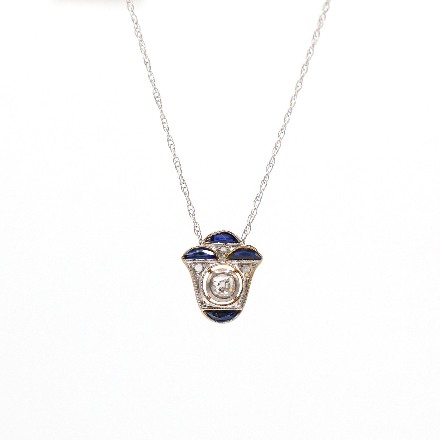 Estate Collection Art Deco Diamond & Sapphire Pendant