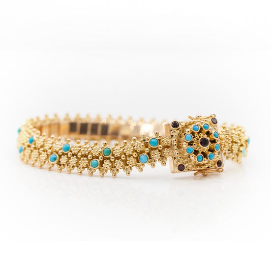 Estate Collection 1940's Turquoise & Garnet Bracelet