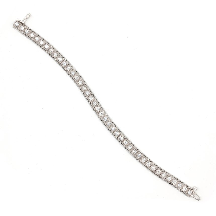 14K White Gold 4.25CT Diamond Vintage-Style Tennis Bracelet
