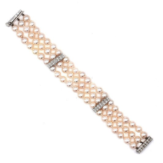 Estate Collection Vintage Pearl & Diamond Bracelet