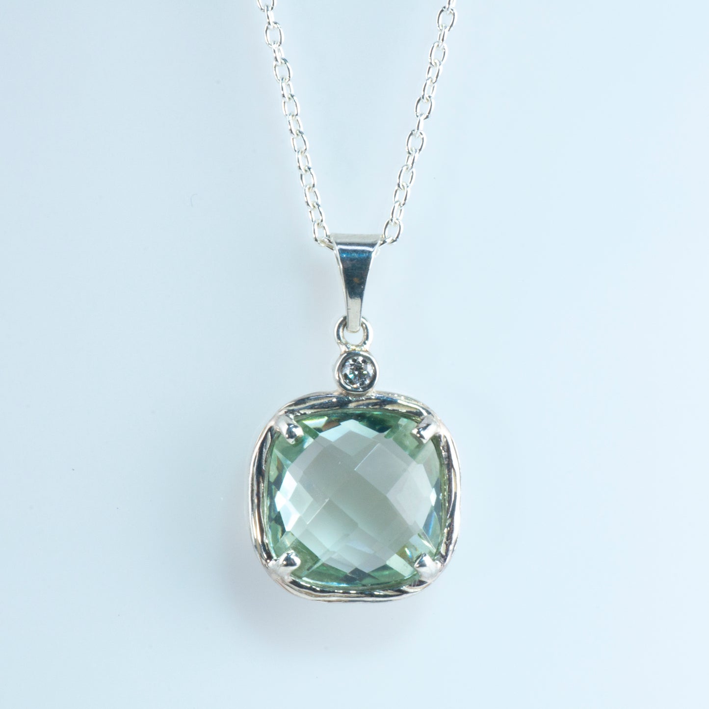 Riverbend Collection Sterling Green Amethyst Pendant