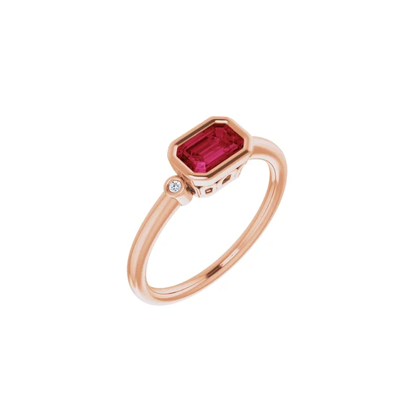14K Rose Gold Lab-Created Ruby & Diamonds Ring