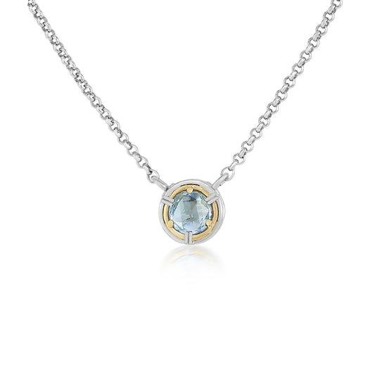Anatoli Collection Round Blue Topaz Necklace (Sml)