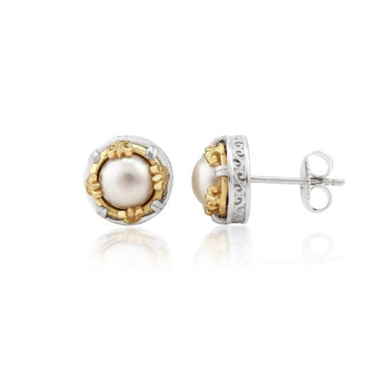 Anatoli Collection White Pearl Stud Earrings (sml)