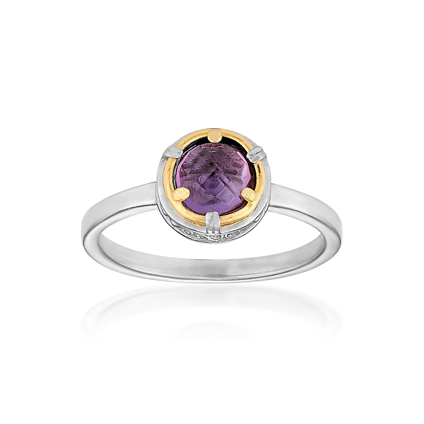 Anatoli Collection Sterling Silver & 18K Amethyst Ring (Sml)