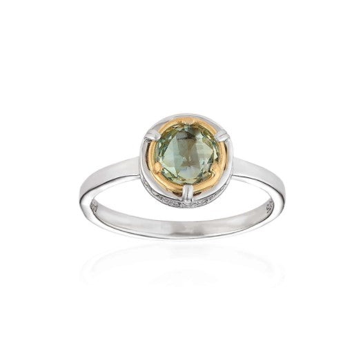 Anatoli Collection Sterling Silver & 18K Green Amethyst Ring (sml)