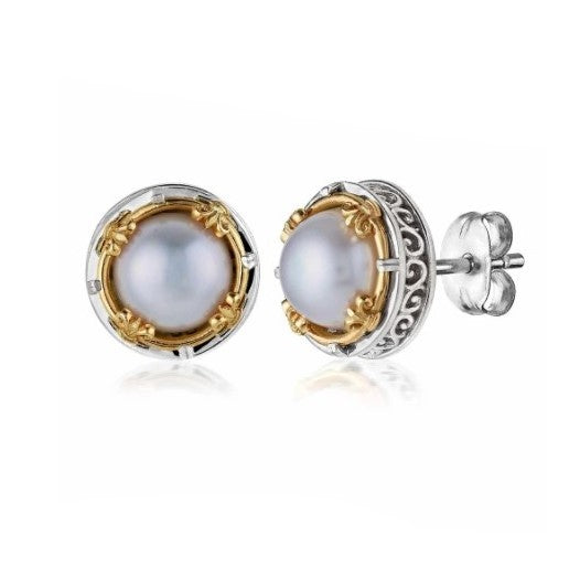 Anatoli Collection Gray Freshwater Pearl Stud Earrings (Lg)