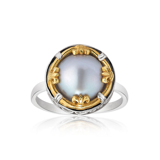 Anatoli Collection Gray Freshwater Pearl Ring (med)