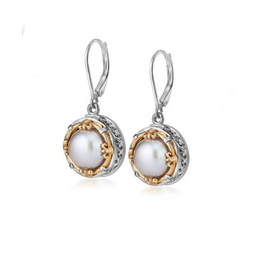 Anatoli Collection White Freshwater Pearl Drop Earrings (Lg)