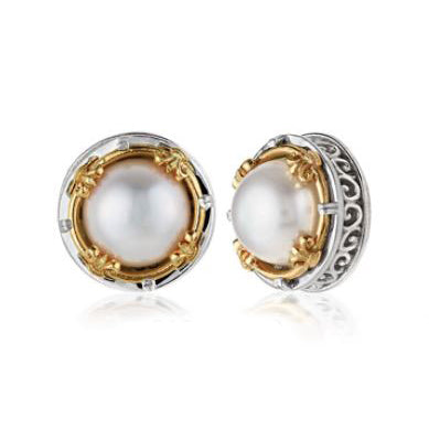 Anatoli Collection White Freshwater Pearl Stud Earrings (lg)