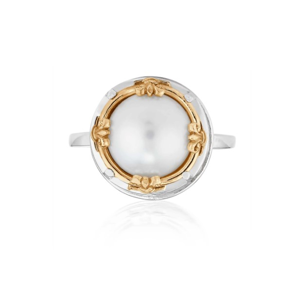 Anatoli Collection White Freshwater Pearl Ring (med)