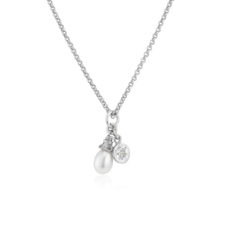 Anatoli Collection White Sapphire & Freshwater Pearl Necklace