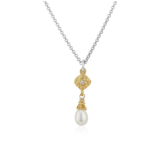 Anatoli Collection White Sapphire & Pearl Necklace