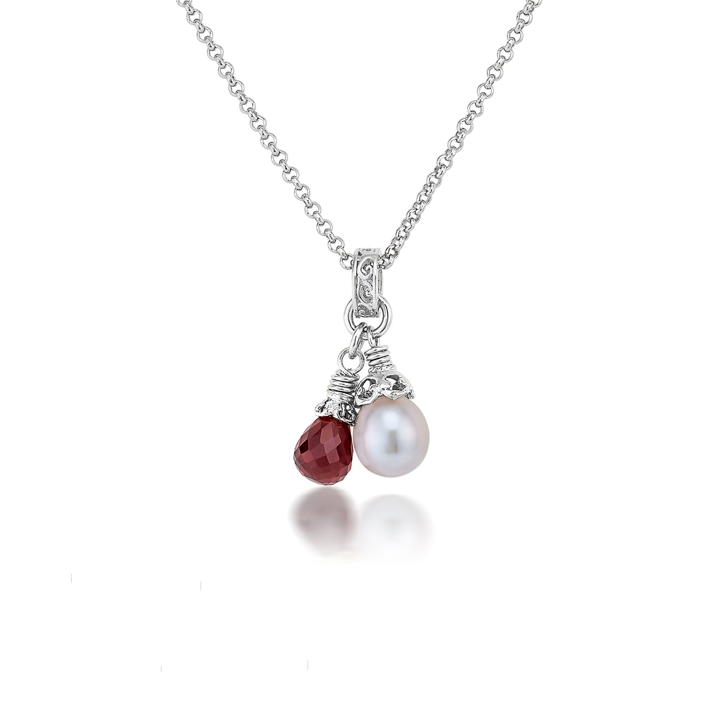 Anatoli Collection Garnet & Gray Pearl Necklace