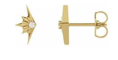14K Yellow Gold Diamond "Starburst" Earrings