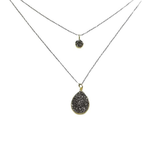 Anna Hollinger Collection Gray Druzy Layered Necklace