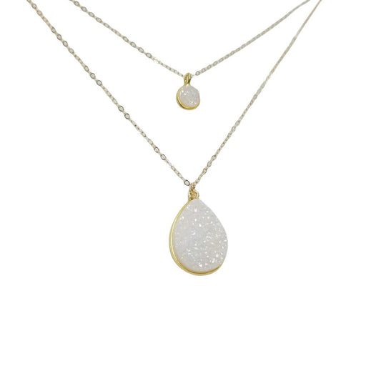 Anna Hollinger Collection White Druzy Layered Necklace