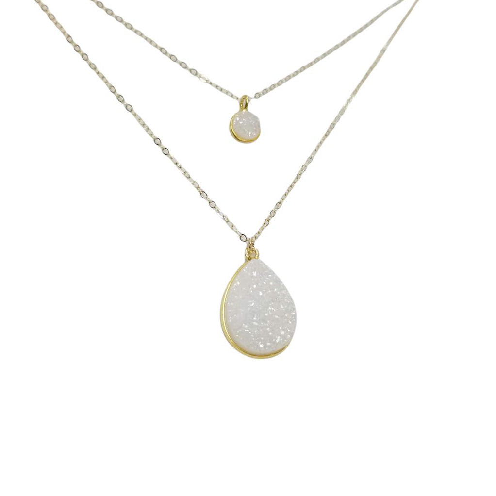 Anna Hollinger Collection White Druzy Layered Necklace