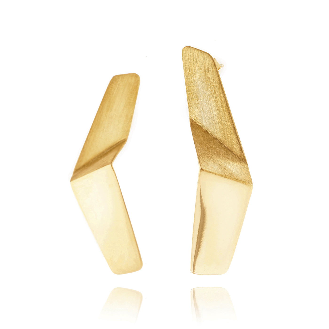 Mysterium Collection Gold-Plated Sterling Silver Bent Strip Earrings