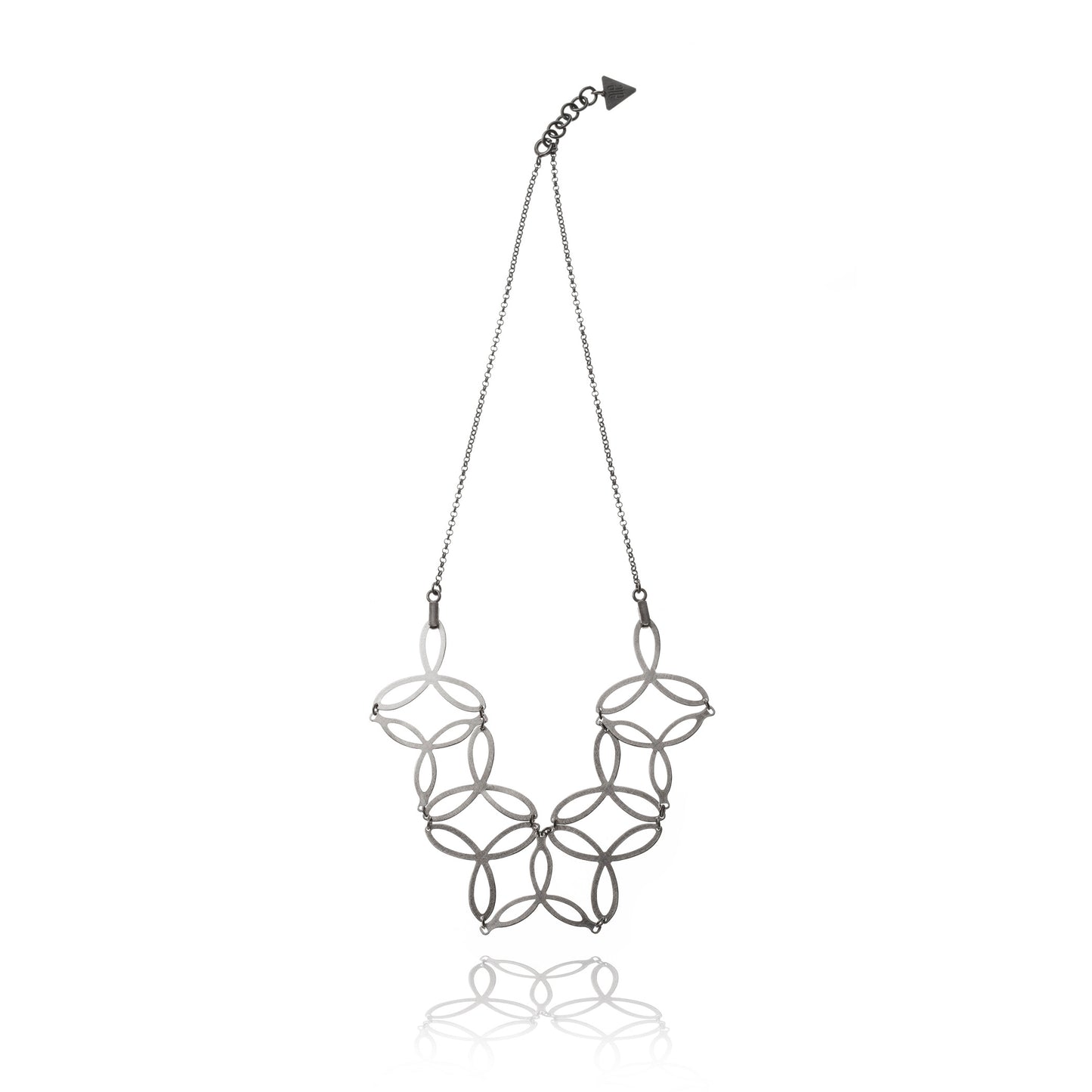 Mysterium Collection Oxidized Sterling & Steel Triple Petal Necklace