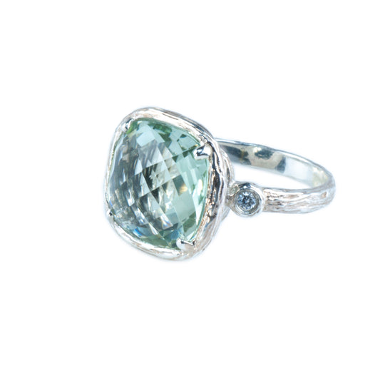 Riverbend Collection Sterling Silver Green Amethyst Ring