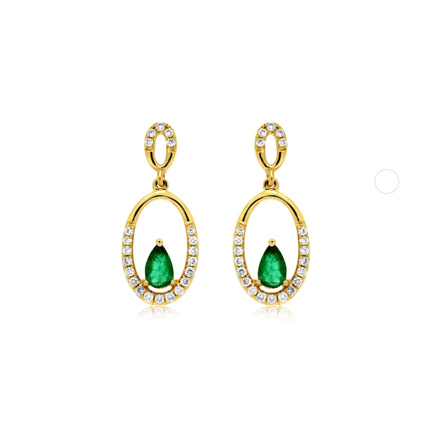 14K Yellow Gold Emerald & Diamond Earrings