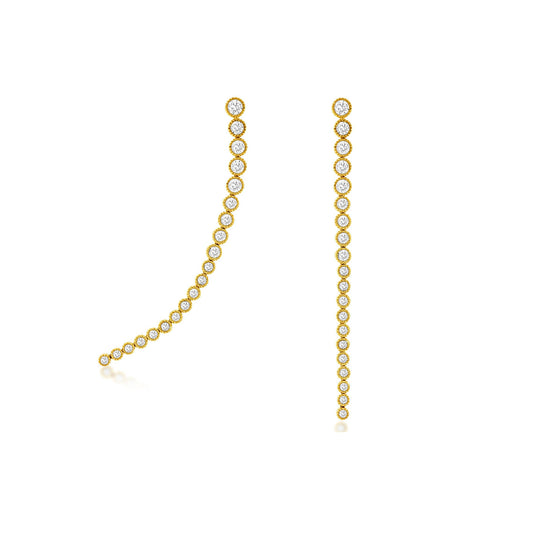 14K Yellow Gold Graduated Diamond Dangle Earrings